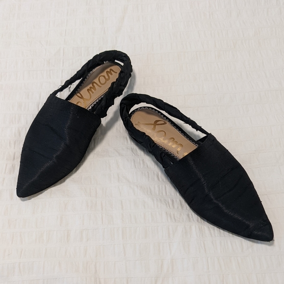 Pointed toe, black Sam Edelman satin loafers/mules in EUC - Picture 6 of 8